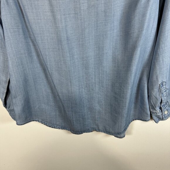 Chicos 0 Blouse Top Women’s S Blue Button Up Embroidered Floral Western Boho - Picture 10 of 10